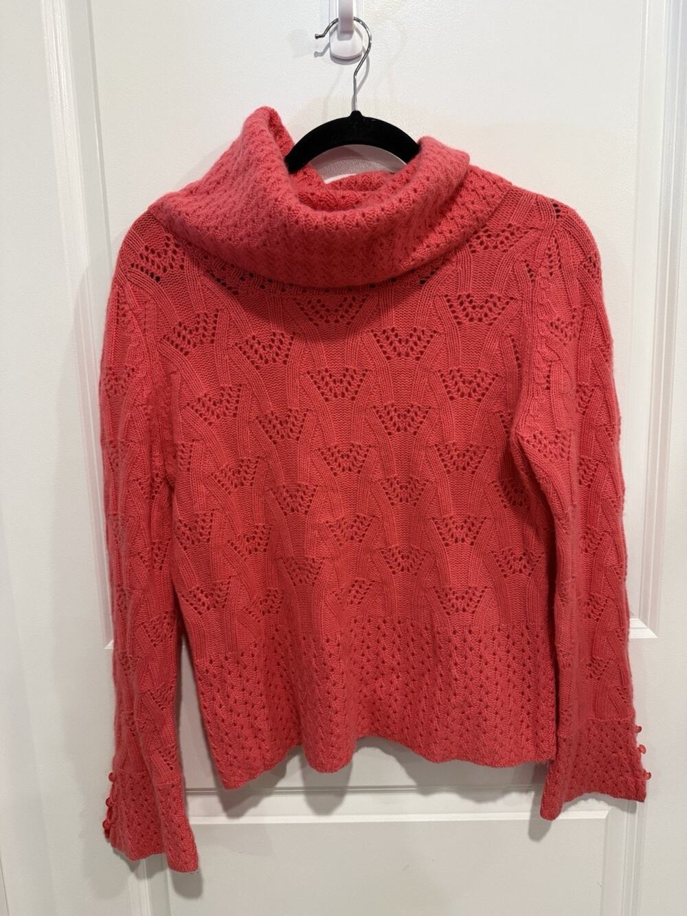 GRAYSON & DUNN 100% CASHMERE PETITE Large PINK COWL NECK SWEATER - Soft Feminine
